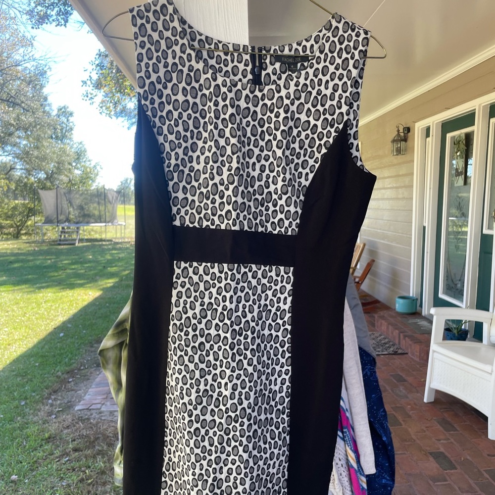Rachel Zoe Black & Beige Leopard Zipper Dress